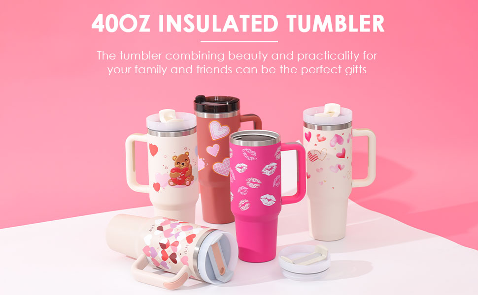40oz Travel Coffee Tumbler – Spill-Proof Insulated Mug with Handle & Straw