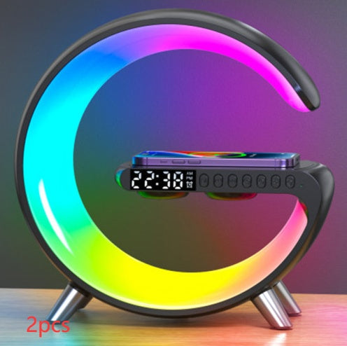 New Intelligent G-Shaped LED Lamp – Bluetooth Speaker, Fast Wireless Charger & App-Controlled Bedroom Ambient Light