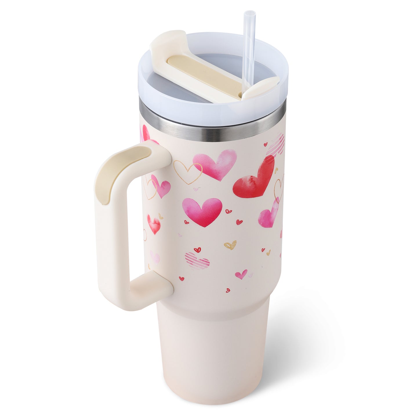 40oz Travel Coffee Tumbler – Spill-Proof Insulated Mug with Handle & Straw