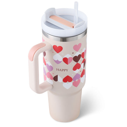 40oz Travel Coffee Tumbler – Spill-Proof Insulated Mug with Handle & Straw