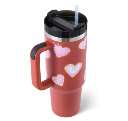 40oz Travel Coffee Tumbler – Spill-Proof Insulated Mug with Handle & Straw