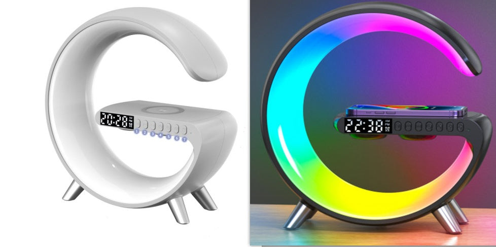 New Intelligent G-Shaped LED Lamp – Bluetooth Speaker, Fast Wireless Charger & App-Controlled Bedroom Ambient Light