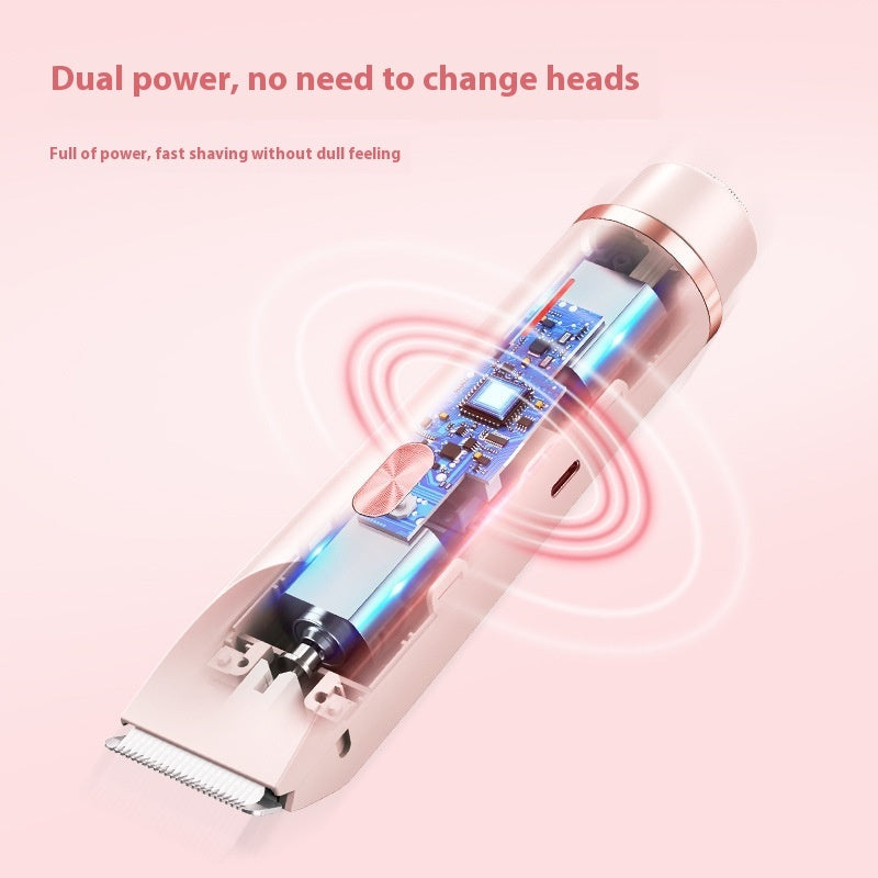 2-in-1 Women’s Electric Hair Remover with Dual Head – Wet & Dry Body and Bikini Trimmer