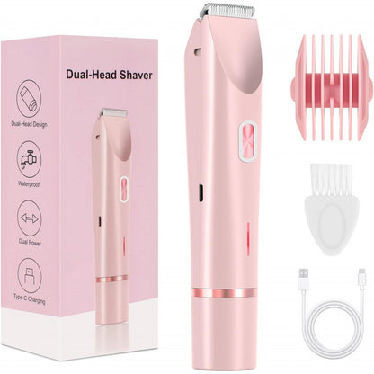 2-in-1 Women’s Electric Hair Remover with Dual Head – Wet & Dry Body and Bikini Trimmer