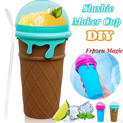 500ml Quick-Frozen Slushy Cup – Squeeze Smoothie & Ice Cream Maker, Reusable Summer Juice Bottle Kitchen Gadget
