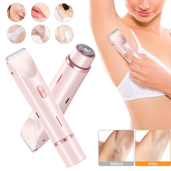 2-in-1 Women’s Electric Hair Remover with Dual Head – Wet & Dry Body and Bikini Trimmer