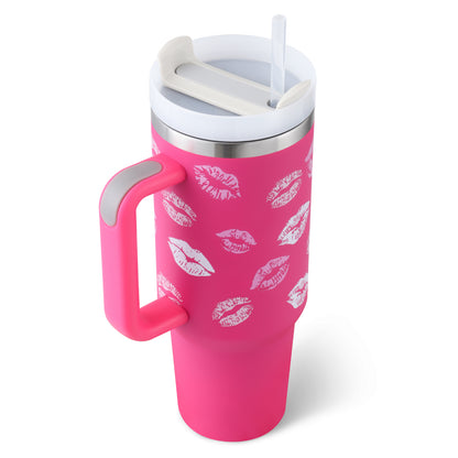 40oz Travel Coffee Tumbler – Spill-Proof Insulated Mug with Handle & Straw