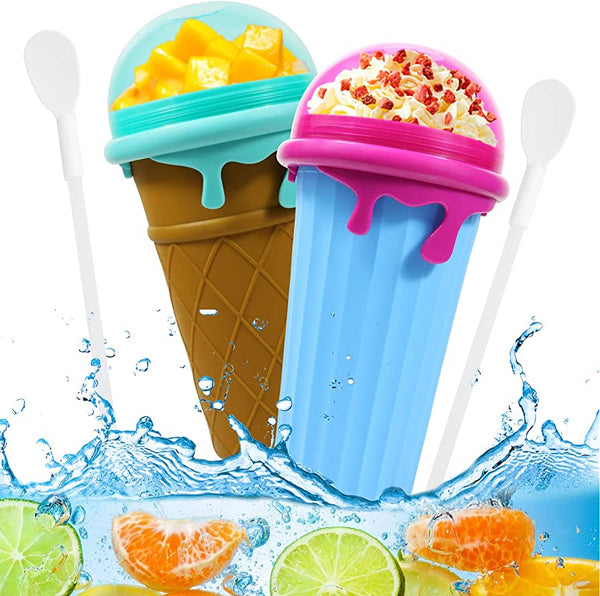 500ml Quick-Frozen Slushy Cup – Squeeze Smoothie & Ice Cream Maker, Reusable Summer Juice Bottle Kitchen Gadget