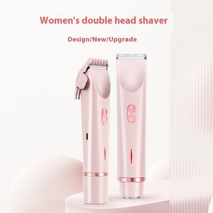 2-in-1 Women’s Electric Hair Remover with Dual Head – Wet & Dry Body and Bikini Trimmer