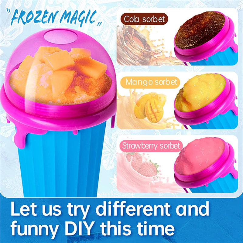 500ml Quick-Frozen Slushy Cup – Squeeze Smoothie & Ice Cream Maker, Reusable Summer Juice Bottle Kitchen Gadget