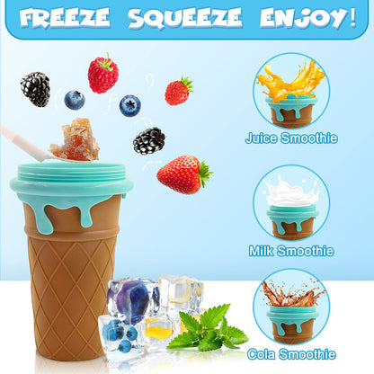 500ml Quick-Frozen Slushy Cup – Squeeze Smoothie & Ice Cream Maker, Reusable Summer Juice Bottle Kitchen Gadget