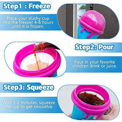 500ml Quick-Frozen Slushy Cup – Squeeze Smoothie & Ice Cream Maker, Reusable Summer Juice Bottle Kitchen Gadget