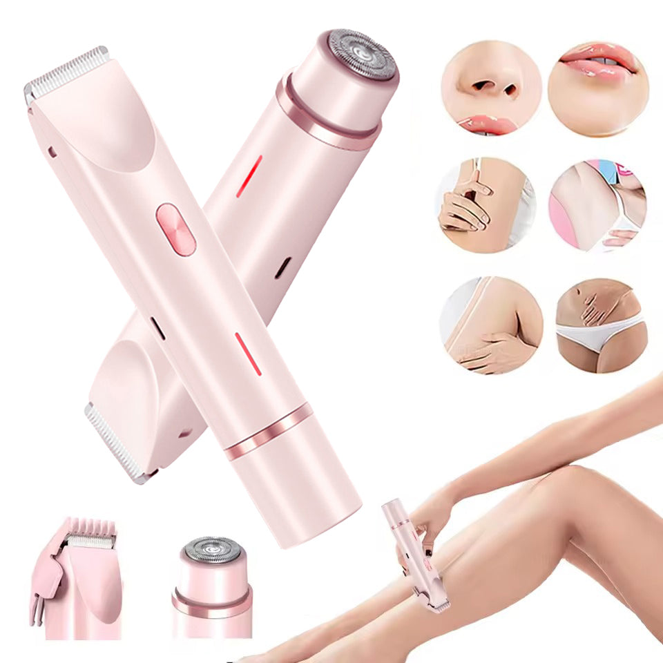 2-in-1 Women’s Electric Hair Remover with Dual Head – Wet & Dry Body and Bikini Trimmer