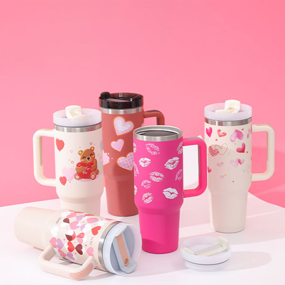 40oz Travel Coffee Tumbler – Spill-Proof Insulated Mug with Handle & Straw