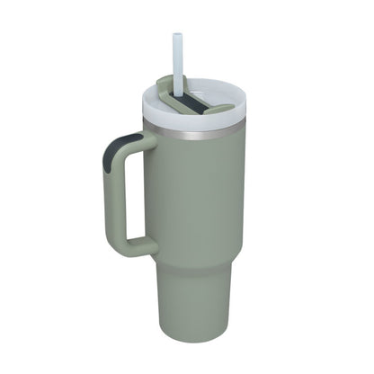40oz Travel Coffee Tumbler – Spill-Proof Insulated Mug with Handle & Straw